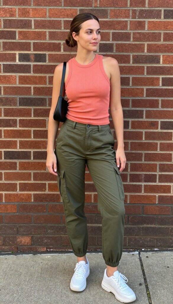 5. Knit Tank Top and Cargo Pants