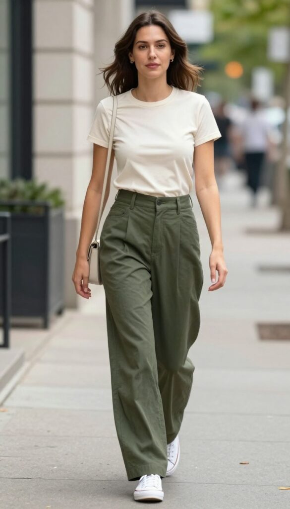 8. Simple Tee and Wide-Leg Trousers