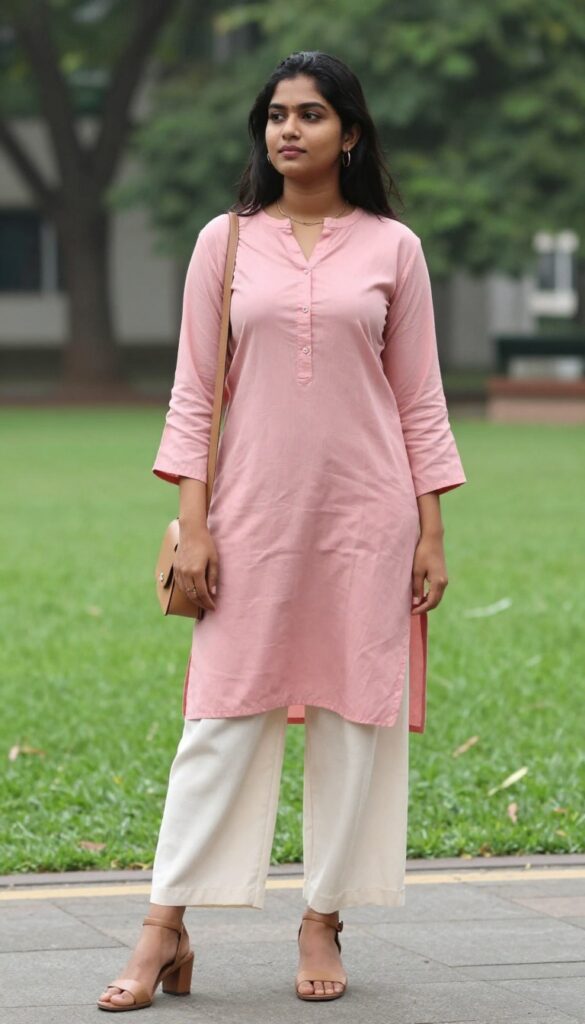 3. Straight-Cut Kurta with Palazzo Pants