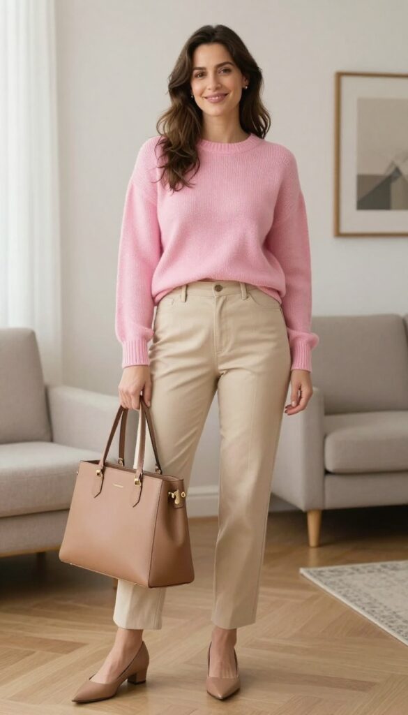 7. High-Waisted Trousers with a Cropped Sweater