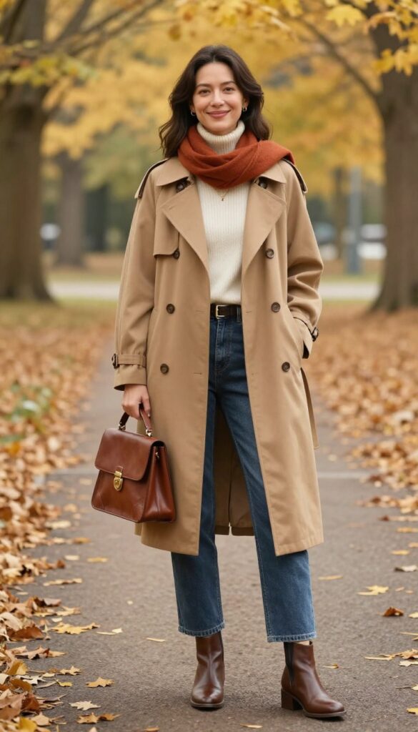 14. Fall Leaf Walk Trench Coat