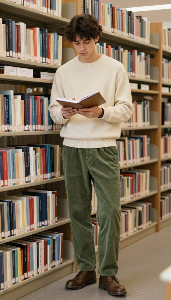 8. The Corduroy Pants and Knit Sweater Look
