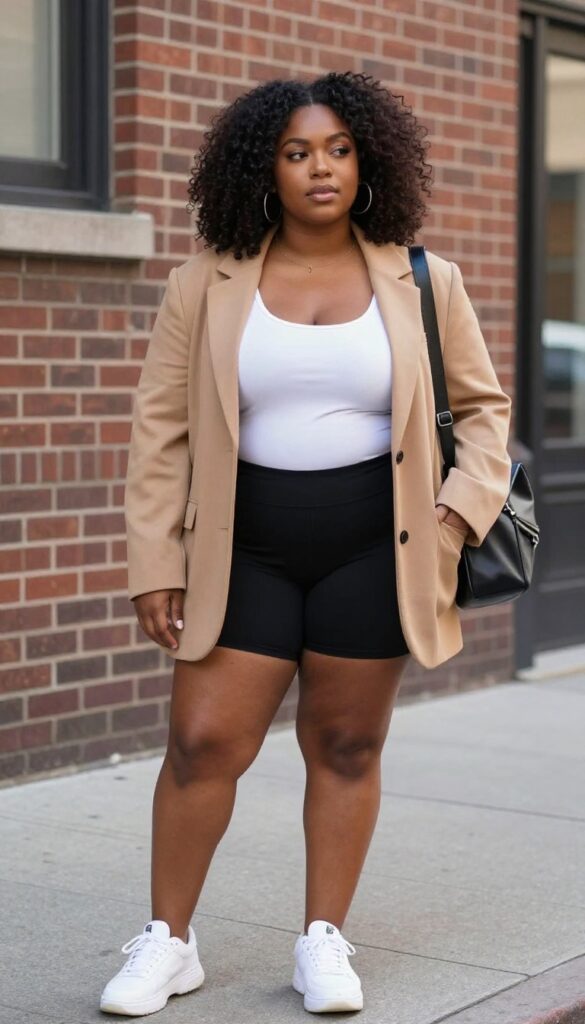 8. Blazer + Bike Shorts Combo
