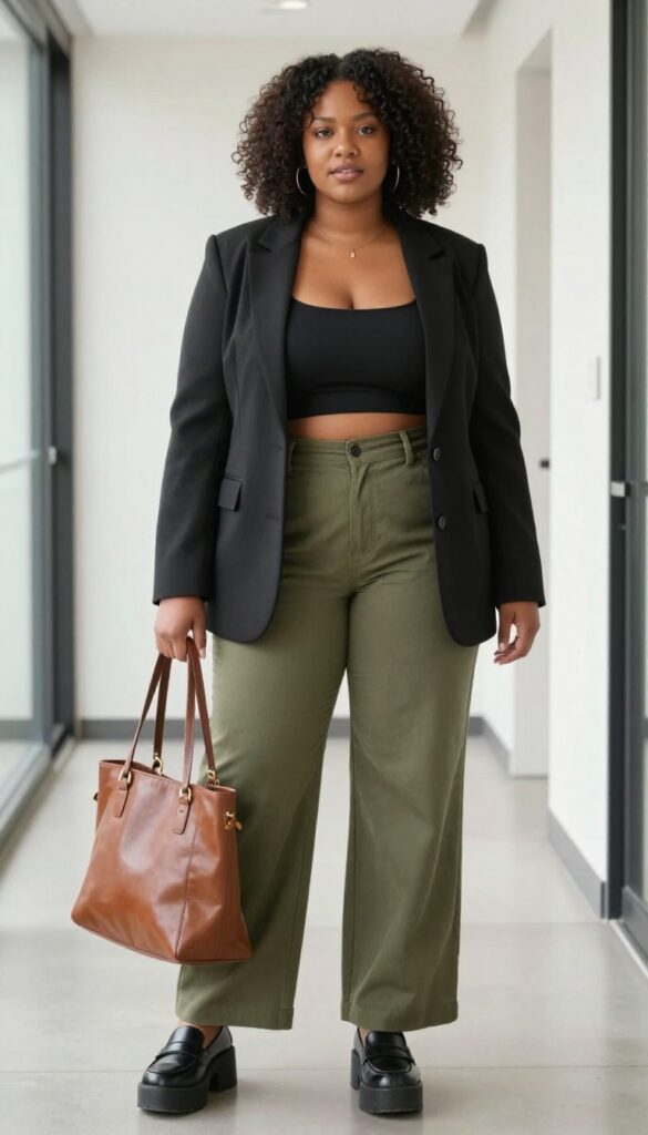 5. High-Waisted Trousers + Crop Top