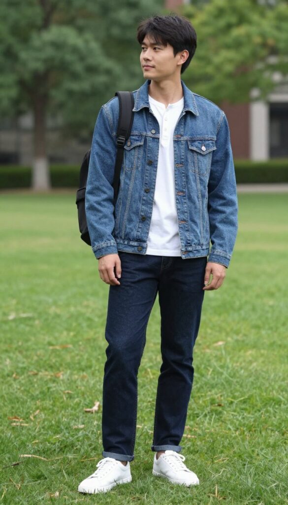 3. The Denim Jacket and Dark Jeans Duo