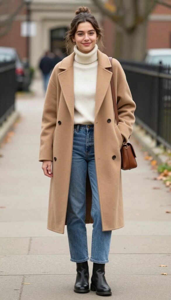 7. Turtleneck and Straight-Leg Jeans