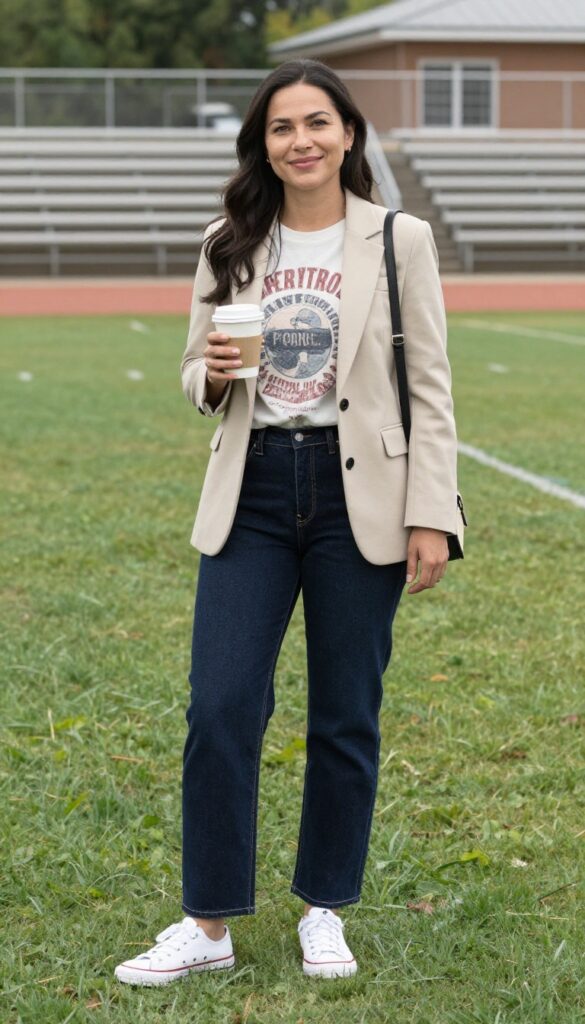 10. Straight-Leg Jeans with a Graphic Tee and Blazer