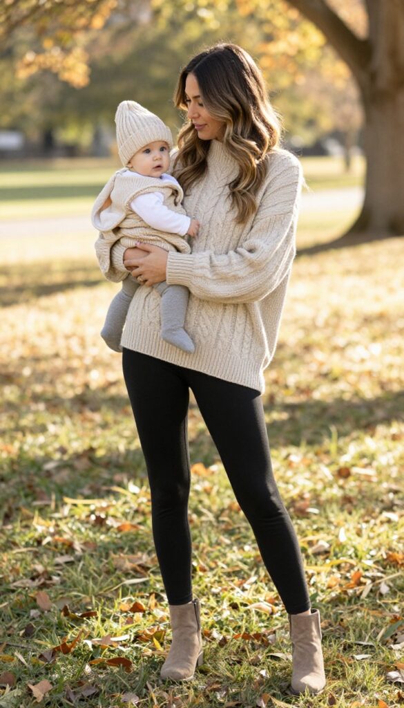 3. Cozy Knit Sweaters and Leggings