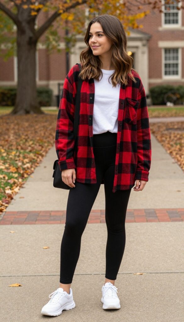 2. Oversized Flannel and Black Leggings