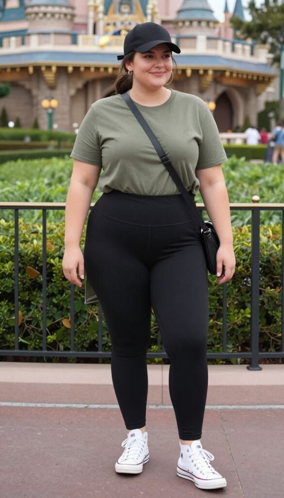 13. Leggings + Tunic Top + High-Top Sneakers