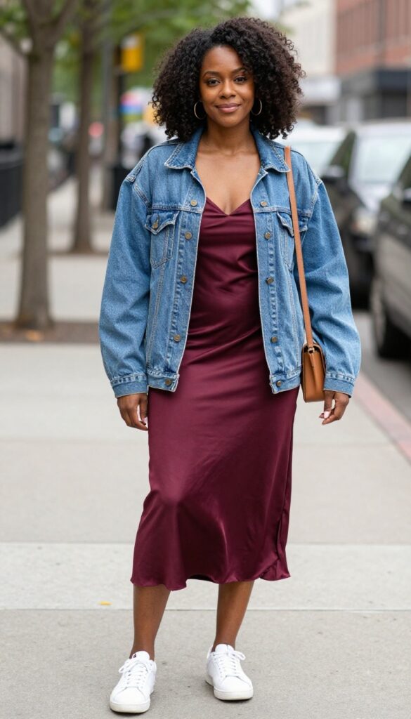 3. The Slip Dress with a Denim Jacket