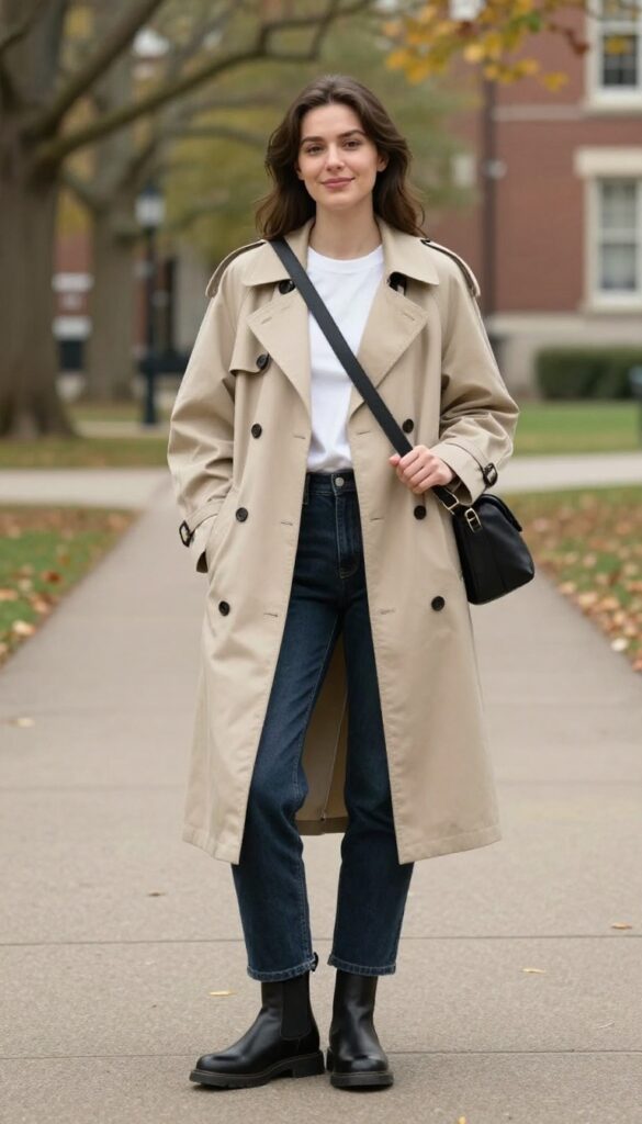 9. Trench Coat and Dark Denim