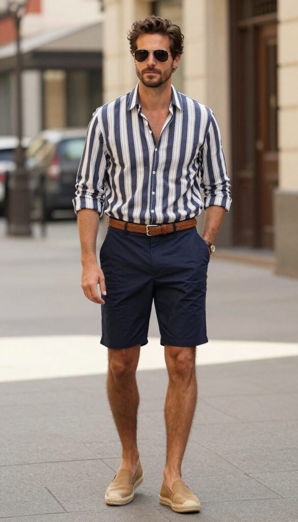 5. Breton Striped Shirt with Navy Shorts