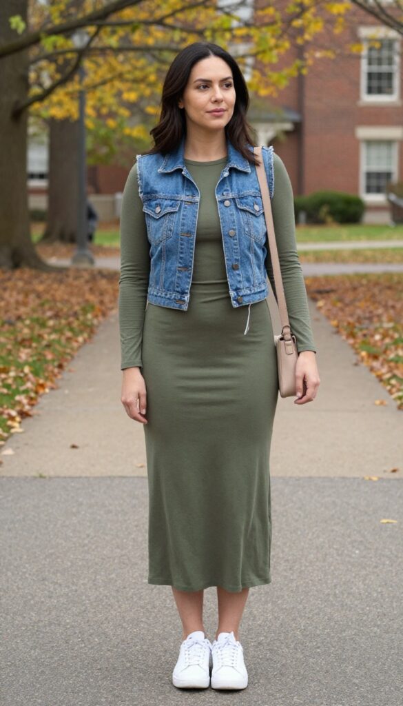 10. Maxi Dress with a Denim Vest