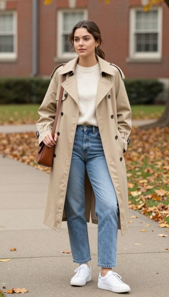 10. Trench Coat Over Jeans and a Sweater