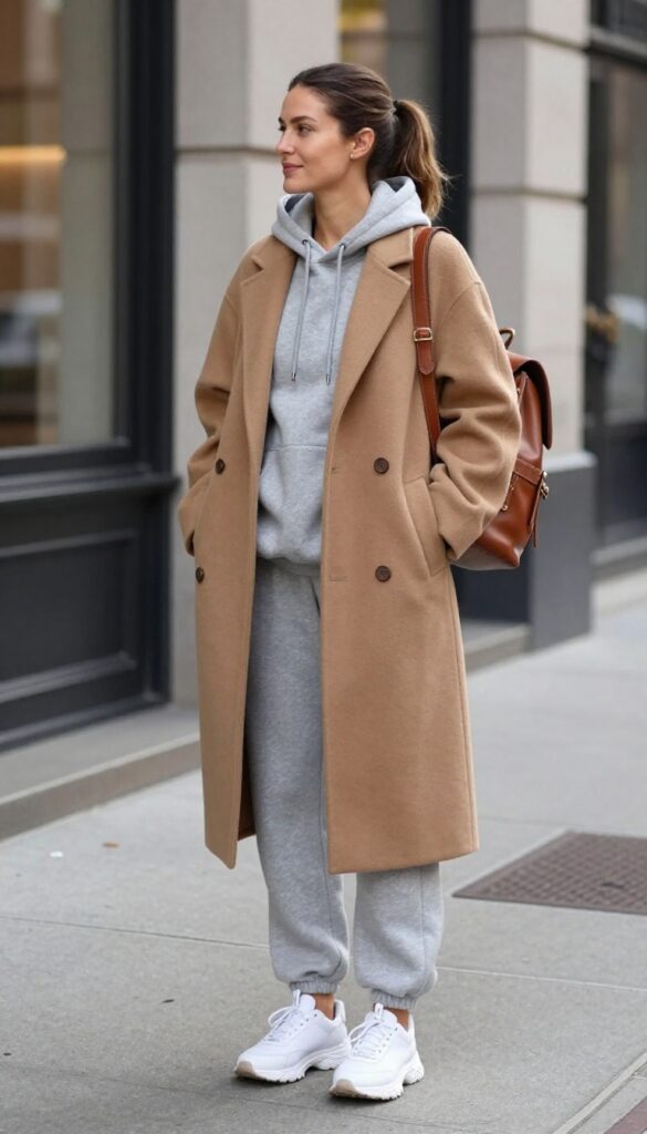 11. Matching Lounge Set with a Long Coat