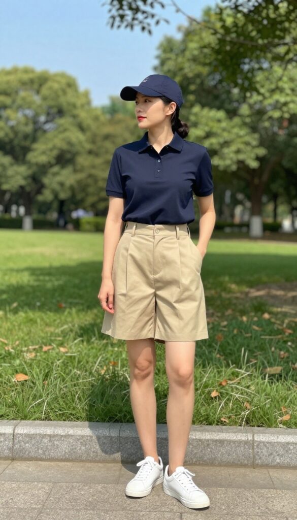 14. Polo Shirt with Pleated Shorts