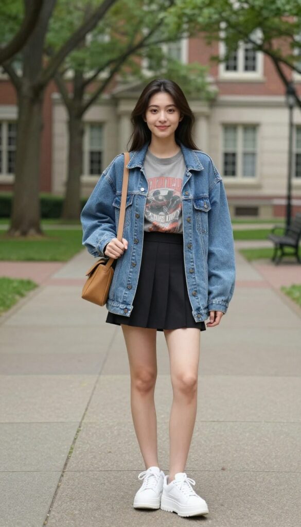 3. Graphic Tee and Pleated Skirt
