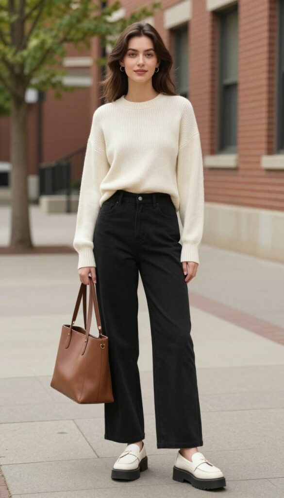 4. Wide-Leg Trousers and a Cropped Sweater