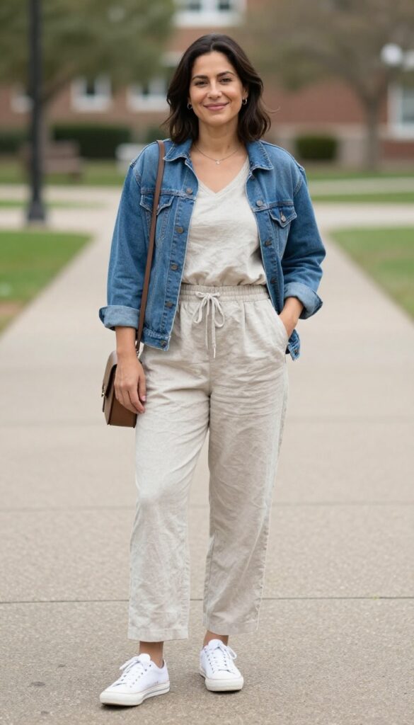 9. Jumpsuit with a Denim Jacket