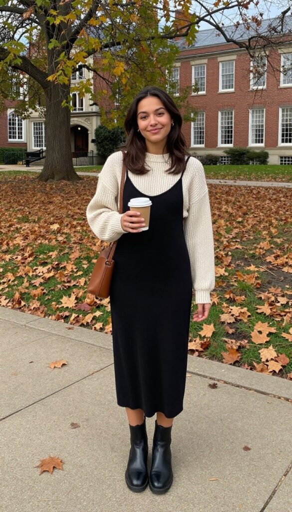 3. The Effortless Slip Dress with a Sweater