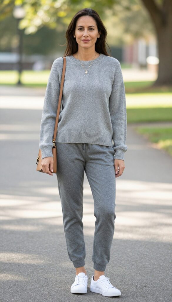5. Cozy Knit Set: Matching Sweater + Joggers + Slip-On Sneakers