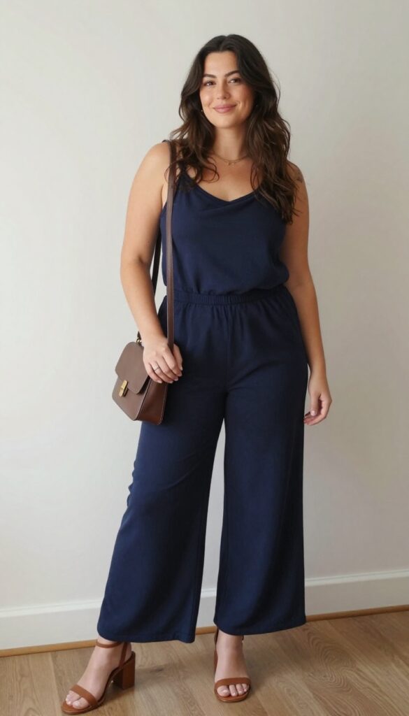 9. Jumpsuit with a Drape Neck and Wide Legs