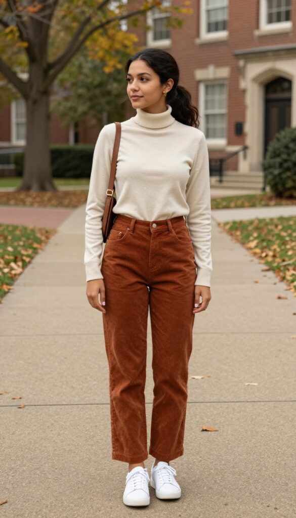 6. Turtleneck with Corduroy Pants