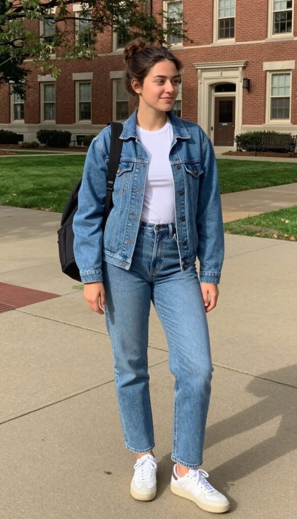 2. Classic Straight-Leg Jeans and a Fitted Tee