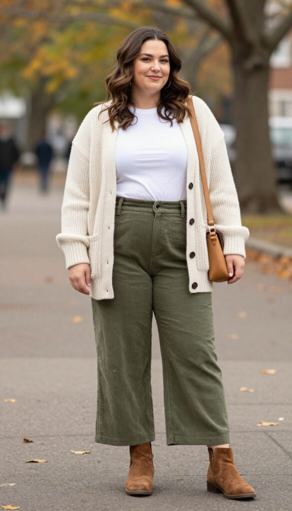 10. Corduroy Pants and a Chunky Cardigan