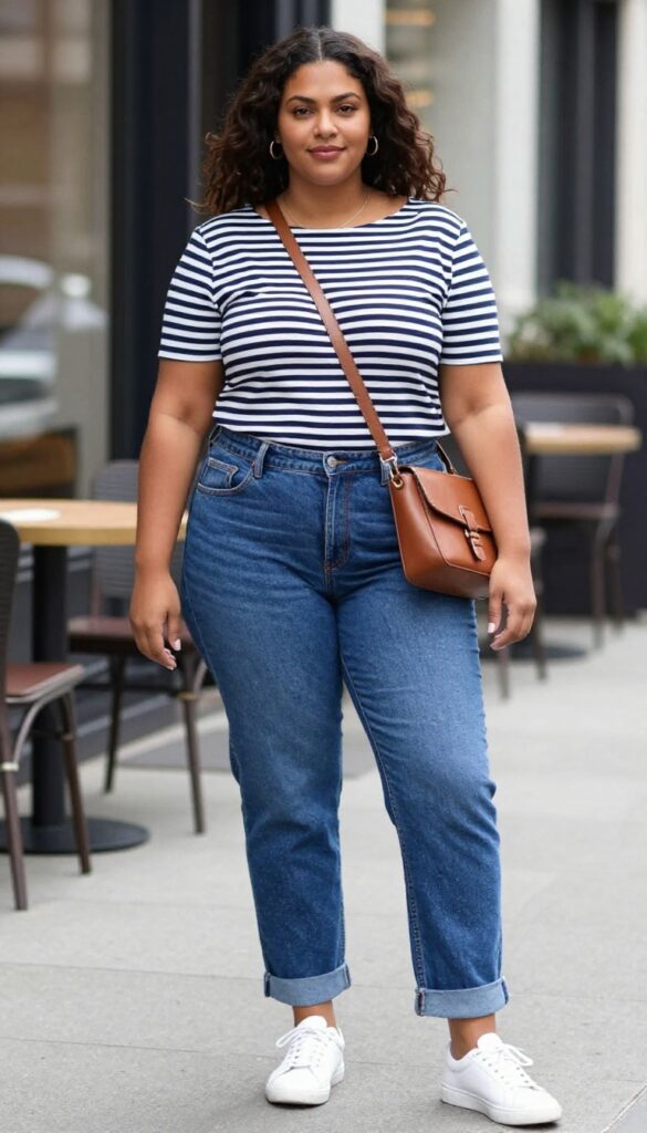 6. Straight-Leg Jeans and a Striped Breton Top