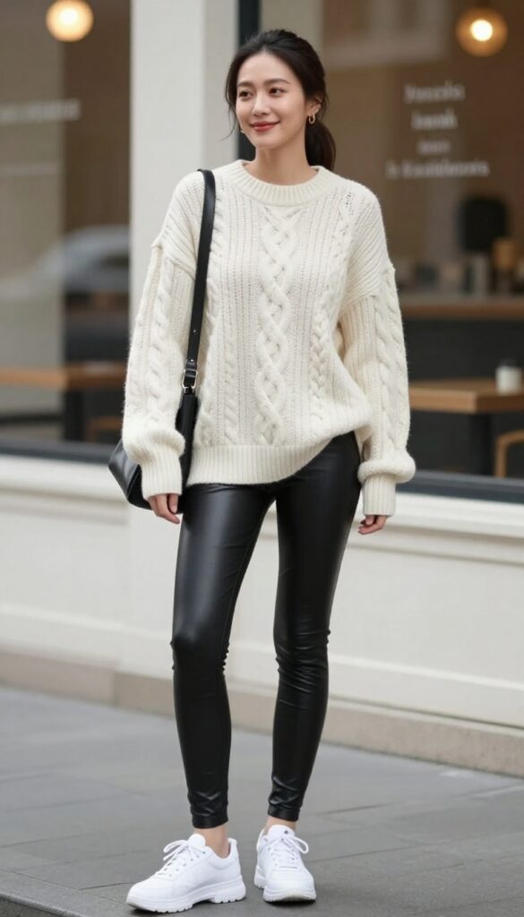 10. The Leather Leggings and an Oversized Sweater