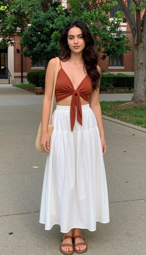 11. Maxi Skirt with a Knot Top