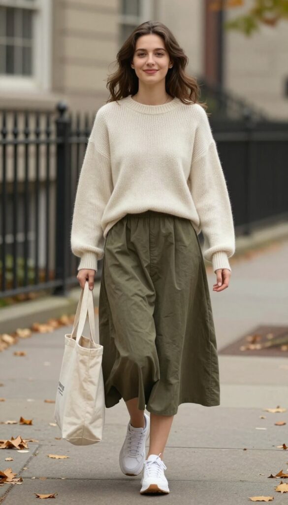 1. Oversized Sweater and Midi Skirt