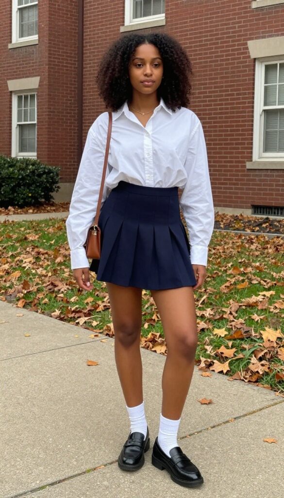 6. Button-Up Shirt & Pleated Skirt