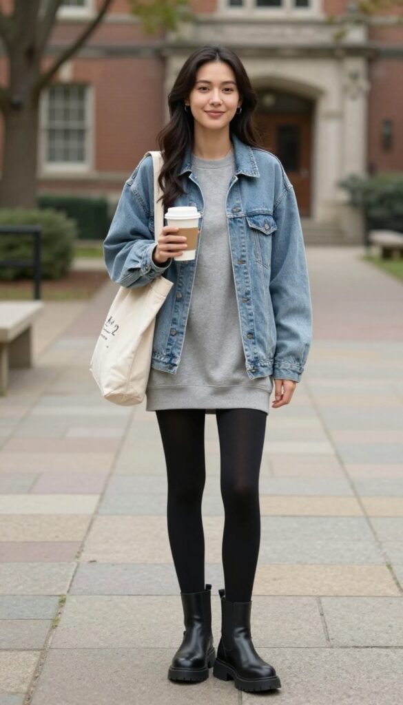 6. Sweatshirt Dress and Tights