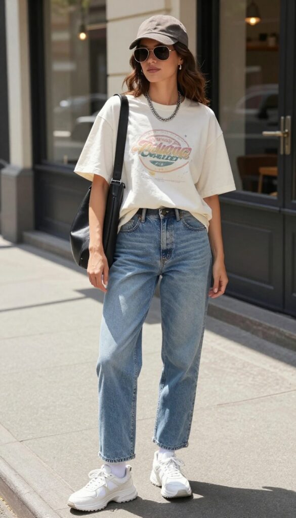 7. Graphic Tee and Chunky Sneakers