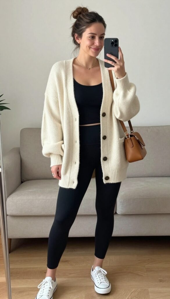 3. Soft Knit Cardigan over Leggings