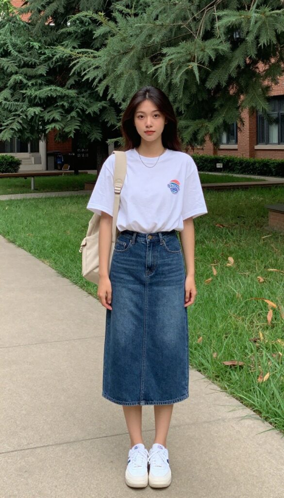 4. Denim Skirt and a Graphic Tee