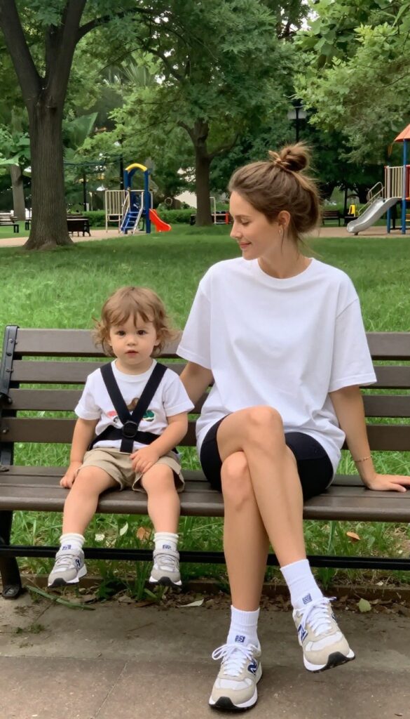 8. Bike Shorts + Oversized Tee + Dad Sneakers