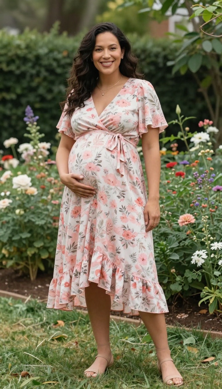3. Floral Wrap Dress with Ruffle Hem