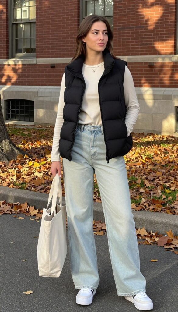 7. Vest Over a Long-Sleeve Tee