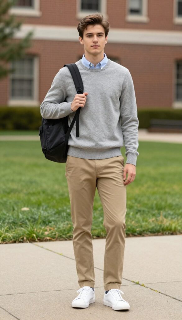 3. Sweater Over a Button-Down Collar