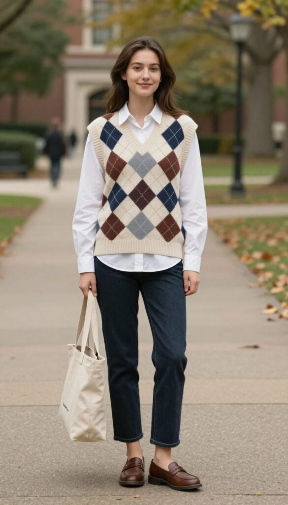 8. Sweater Vest and Button-Down Shirt