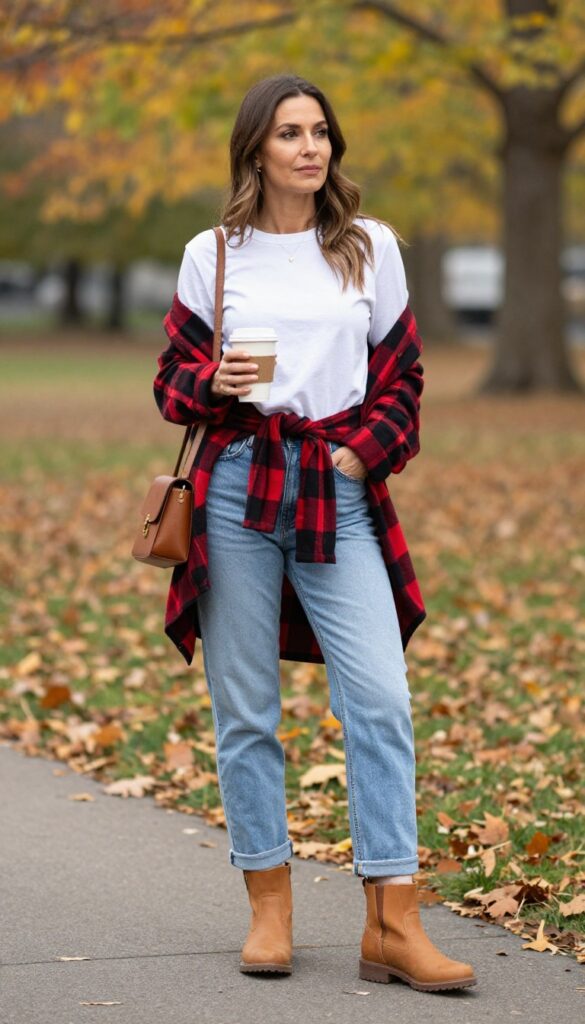 8. Flannel Shirt + Boyfriend Jeans + Bean Boots