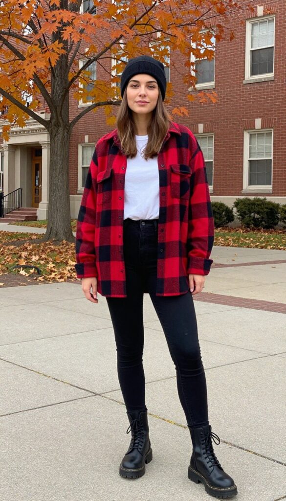 8. Flannel Shirt and Black Jeans