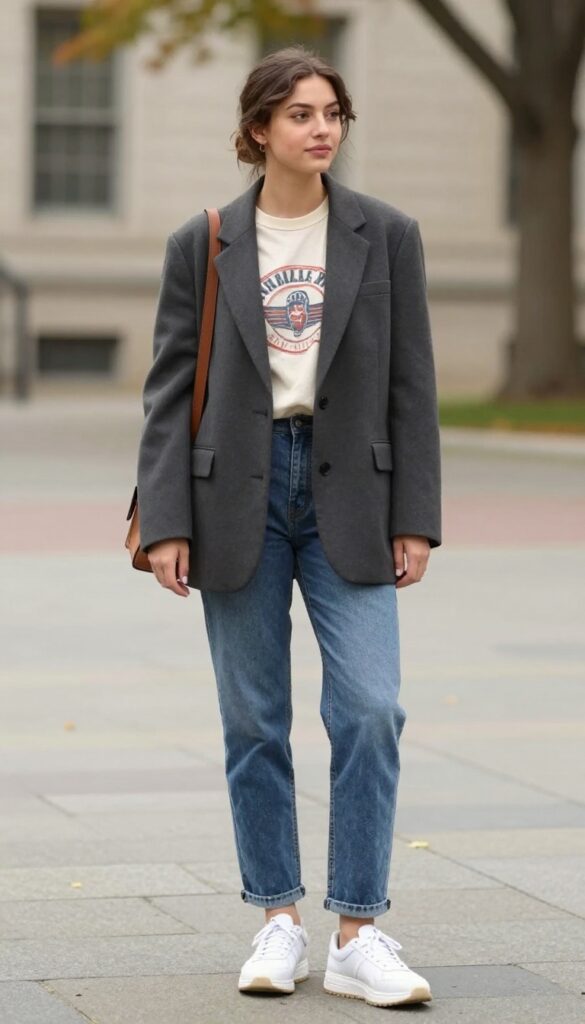 7. Graphic Tee with a Blazer and Jeans