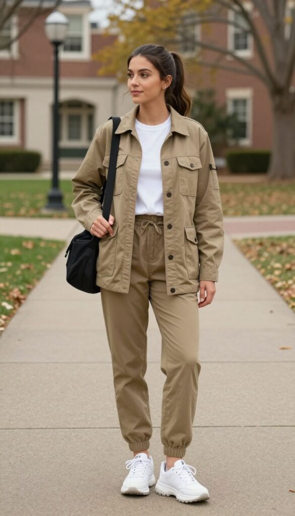 12. Utility Jacket + Joggers + Chunky Sneakers