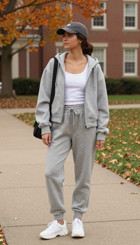 2. Casual Joggers with a Cropped Hoodie