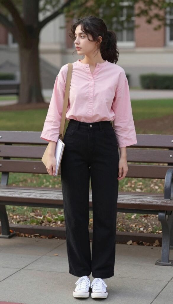 3. Short Kurta with Palazzo Pants and Sneakers